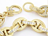 Pre-Owned Judith Ripka White Cubic Zirconia 14k Gold Clad Mariner Link Verona Bracelet 2.59ctw