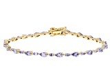 Pre-Owned Tanzanite 18k Yellow Gold Over Sterling Silver Tennis Bracelet 4.79ctw