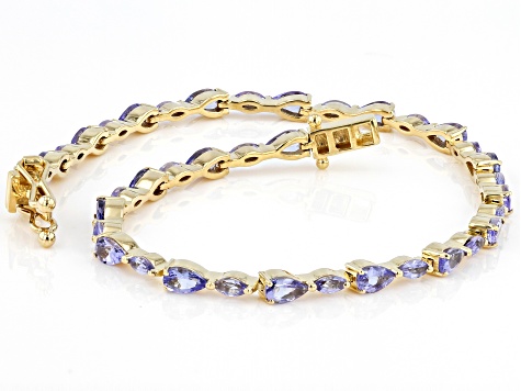 Pre-Owned Tanzanite 18k Yellow Gold Over Sterling Silver Tennis Bracelet 4.79ctw