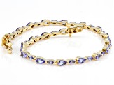 Pre-Owned Tanzanite 18k Yellow Gold Over Sterling Silver Tennis Bracelet 4.79ctw