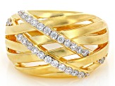 Pre-Owned Moissanite 14k Yellow Gold Over Silver Ring .52ctw DEW.