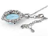 Pre-Owned Blue Larimar Rhodium Over Sterling Silver Pendant with Chain 0.41ctw