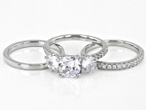 Pre-Owned White Cubic Zirconia Rhodium Over Silver Ring With Bands Set (2.56ctw DEW)