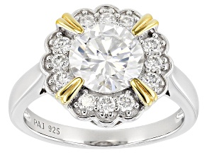 Pre-Owned Moissanite Platineve And 14k Yellow Gold Over Silver Ring 2.26ctw DEW.