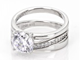 Pre-Owned White Cubic Zirconia Rhodium Over Sterling Silver Ring Set 3.71ctw