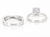 Pre-Owned White Cubic Zirconia Rhodium Over Sterling Silver Ring Set 3.71ctw