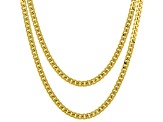 Pre-Owned 18k Yellow Gold Over Bronze 3.9mm Curb 18 & 20 Inch Chain Set of 2