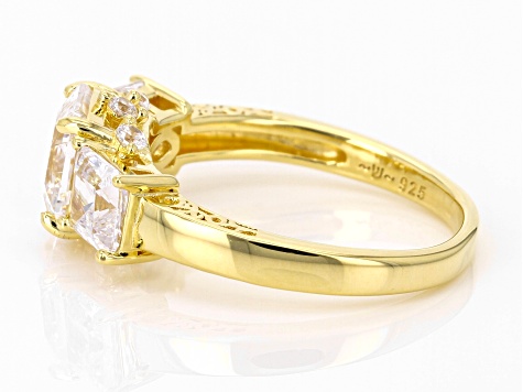 Pre-Owned White Cubic Zirconia 18k Yellow Gold Over Sterling Silver Asscher Cut Ring 4.65ctw