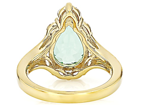 Pre-Owned Green Lab Spinel With White Lab Sapphire 18k Yellow Gold Over Sterling Silver Ring 3.57ctw