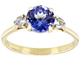 Pre-Owned Blue Tanzanite With White Diamond 18k Yellow Gold Ring 1.53ctw