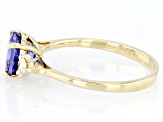 Pre-Owned Blue Tanzanite With White Diamond 18k Yellow Gold Ring 1.53ctw