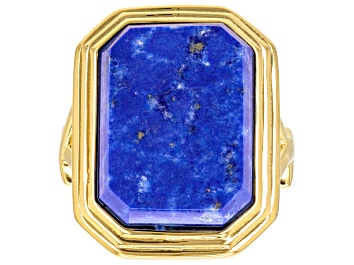Picture of Pre-Owned Blue Lapis Lazuli 18k Yellow Gold Over Sterling Silver Ring