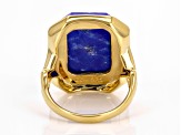 Pre-Owned Blue Lapis Lazuli 18k Yellow Gold Over Sterling Silver Ring