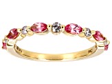 Pre-Owned Pink Spinel And White Diamond 14k Yellow Gold Band Ring 0.71ctw