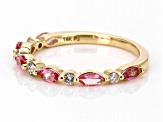 Pre-Owned Pink Spinel And White Diamond 14k Yellow Gold Band Ring 0.71ctw