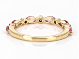 Pre-Owned Pink Spinel And White Diamond 14k Yellow Gold Band Ring 0.71ctw