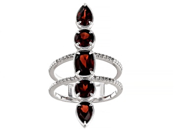 Picture of Pre-Owned Red Garnet Rhodium Over Sterling Silver Ring 3.31ctw