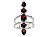 Pre-Owned Red Garnet Rhodium Over Sterling Silver Ring 3.31ctw