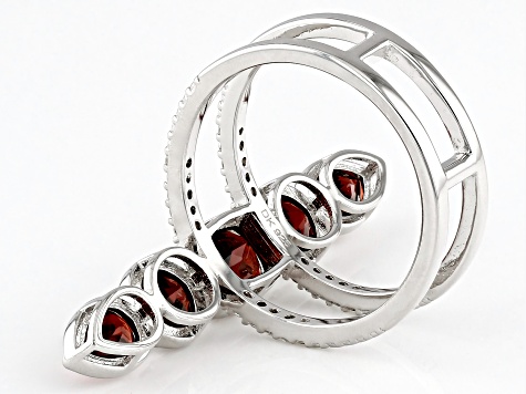 Pre-Owned Red Garnet Rhodium Over Sterling Silver Ring 3.31ctw