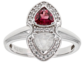 Pre-Owned Raspberry Rhodolite Rhodium Over Silver Ring 0.73ctw