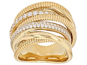 Pre-Owned Judith Ripka Cubic Zirconia 14k Gold Clad Jubilee 7 Band Highway Ring 1.53ctw