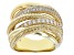 Pre-Owned Judith Ripka Cubic Zirconia 14k Gold Clad Jubilee 7 Band Highway Ring 1.53ctw