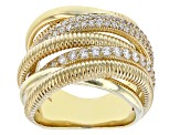 Pre-Owned Judith Ripka Cubic Zirconia 14k Gold Clad Jubilee 7 Band Highway Ring 1.53ctw