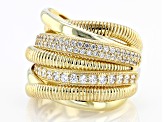 Pre-Owned Judith Ripka Cubic Zirconia 14k Gold Clad Jubilee 7 Band Highway Ring 1.53ctw