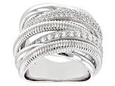 Pre-Owned Judith Ripka Cubic Zirconia Rhodium Over Sterling Silver Jubilee 7 Band Highway Ring 1.53c