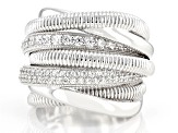 Pre-Owned Judith Ripka Cubic Zirconia Rhodium Over Sterling Silver Jubilee 7 Band Highway Ring 1.53c