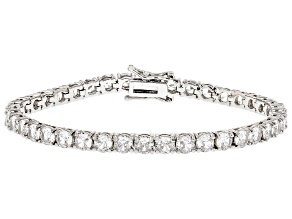 Pre-Owned White Cubic Zirconia Rhodium Over Brass Emulous Tennis Bracelet 18.06ctw