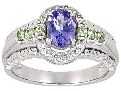 Pre-Owned Blue Tanzanite Rhodium Over Sterling Silver Ring 1.01ctw