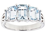 Pre-Owned Blue Aquamarine Rhodium Over Sterling Silver Ring 2.17ctw