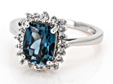 Pre-Owned Teal Lab Created Spinel Rhodium Over Sterling Silver Ring 2.19ctw