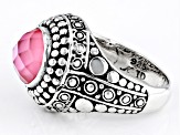 Pre-Owned Pink Mother-Of-Pearl Quartz Doublet Sterling Silver Ring