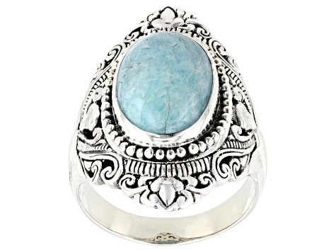 Pre-Owned 14x10mm Amazonite Sterling Silver Ring