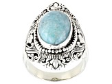 Pre-Owned 14x10mm Amazonite Sterling Silver Ring