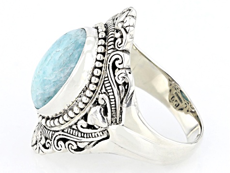 Pre-Owned 14x10mm Amazonite Sterling Silver Ring