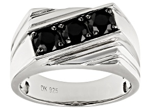 Pre-Owned Black Spinel Rhodium Over Sterling Silver Men's Ring 1.22ctw