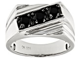 Pre-Owned Black Spinel Rhodium Over Sterling Silver Men's Ring 1.22ctw