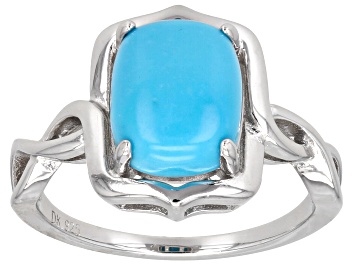 Picture of Pre-Owned Sleeping Beauty Turquoise Rhodium Over Sterling Silver Ring