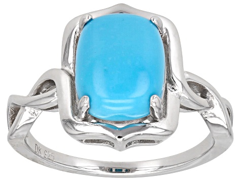 Pre-Owned Sleeping Beauty Turquoise Rhodium Over Sterling Silver Ring