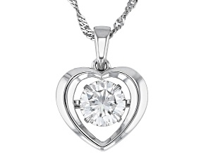 Pre-Owned Moissanite Platineve Dancing Heart Pendant 1.50ct DEW.