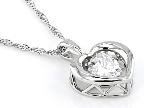 Pre-Owned Moissanite Platineve Dancing Heart Pendant 1.50ct DEW.