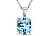 Pre-Owned Sky Blue Topaz Rhodium Over Sterling Silver Solitaire Pendant With Chain 5.00ct