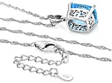 Pre-Owned Sky Blue Topaz Rhodium Over Sterling Silver Solitaire Pendant With Chain 5.00ct