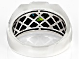 Pre-Owned Green And Colorless Moissanite Platineve Mens Ring 3.26ctw DEW.