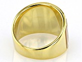 Pre-Owned White Mother-Of-Pearl 18k Gold Over Sterling Silver Ring