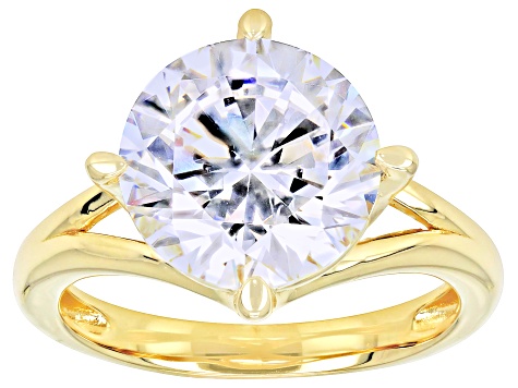 Pre-Owned White Cubic Zirconia 18K Yellow Gold Over Sterling Silver Ring 7.76ctw