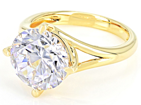 Pre-Owned White Cubic Zirconia 18K Yellow Gold Over Sterling Silver Ring 7.76ctw